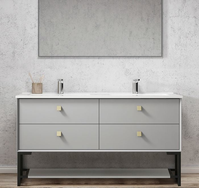 600-1500*460*550mm Boston Light Grey High Moisture Resistant Plywood/Polyurethane Wall Hung Vanity