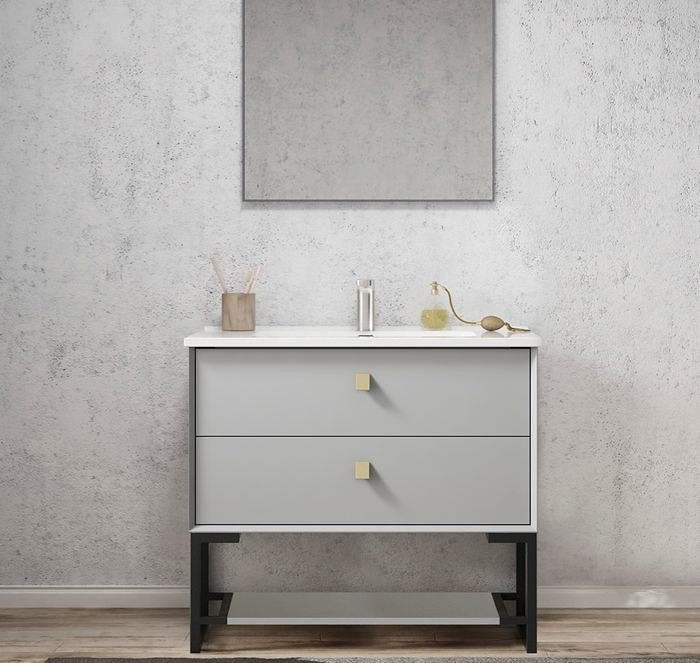 600-1500*460*550mm Boston Light Grey High Moisture Resistant Plywood/Polyurethane Wall Hung Vanity