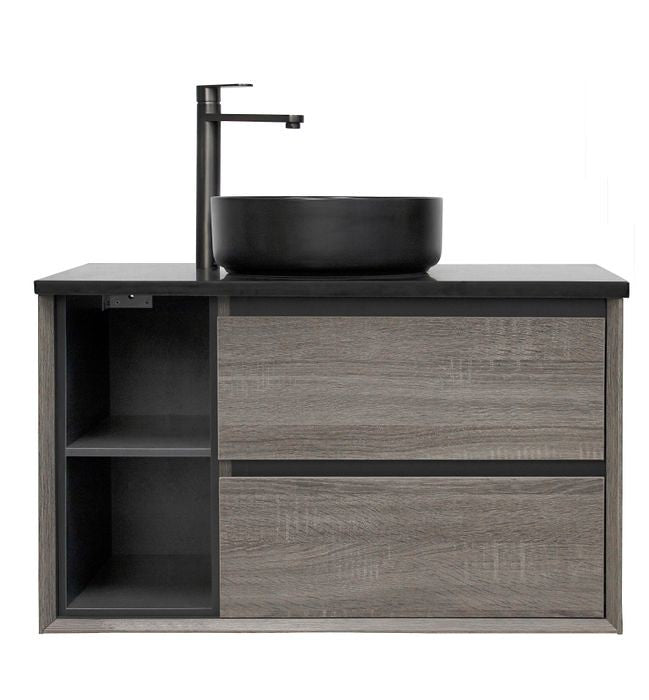 750-1200*460*550mm Amazon Grey Bathroom Left/Right Shelf Cabinet only/Stone Top Available Wall Hung Vanity