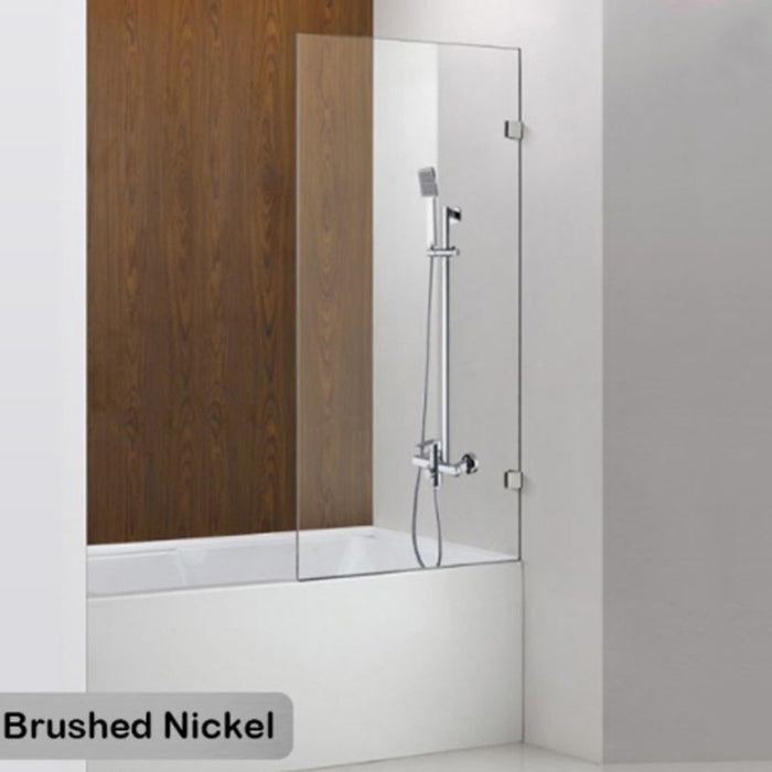 750/900x1500mm 10mm Tempered Bathtub Fixed Panel Brush Nickel Frameless Shower Screens