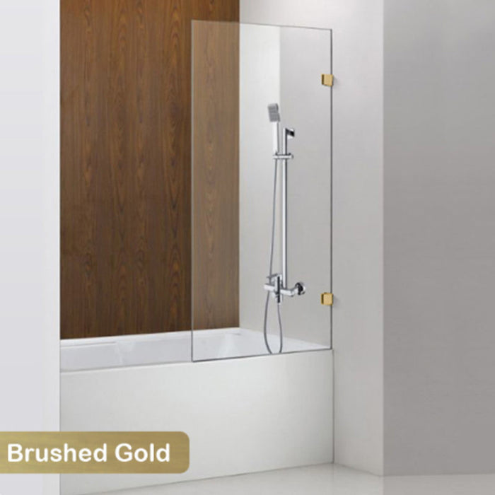 750/900x1500mm 10mm Tempered Bathtub Fixed Panel Brush Gold Frameless Shower Screens