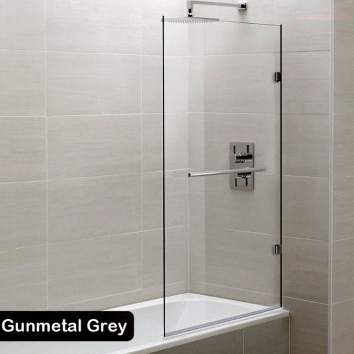 750/900x1500mm 10mm Tempered Bathtub Fixed Panel Gun Metal Frameless Shower Screens