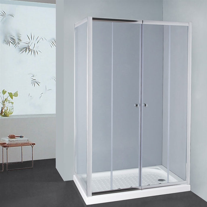 1400-2250mm L Shape Semi-Frame Double Sliding Chrome Fittings Tempered Glass 2000mm Height Shower Screens