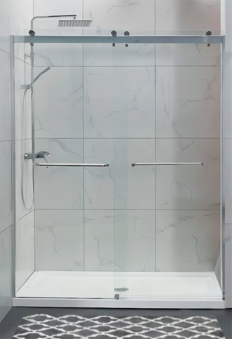 1180-1650x2000mm Wall to Wall Sliding Frameless Chrome Rail 10mm Glass SS304 With Towel BarBar Shower Screens