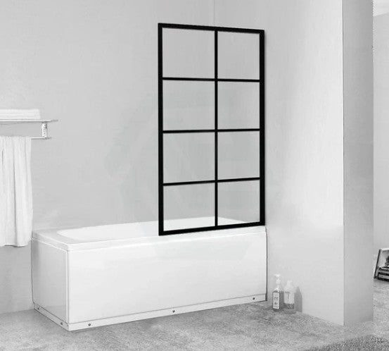 700/800x1500mm Over Bathtub Feature Panel BLACK Framed 8mm Glass Shower Screens