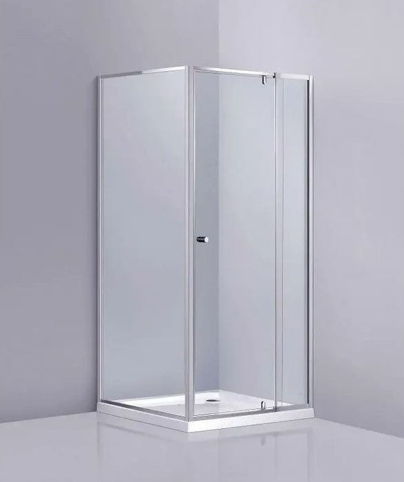 700-1470x2000mm Semi-frameless L Shape Pivot Door with Return Panel Chrome Fittings 6mm Glass Shower Screens