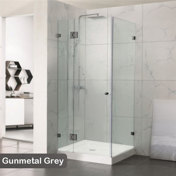 800-1200mm 10mm Glass Square Pivot Door With Return Panel Gun Metal Frameless 2000mm Height Shower Screens