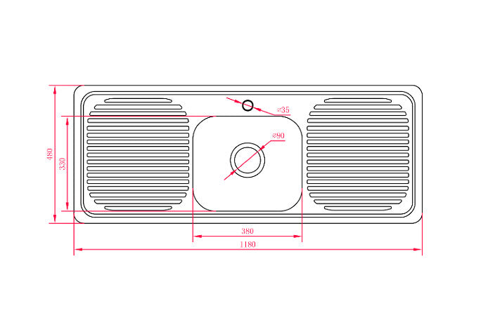 1180*480*170mm BK Traditionell 304 Stainless Steel Chrome Square Undermount Single Bowl With Drainer Laundry Kitchen Sink