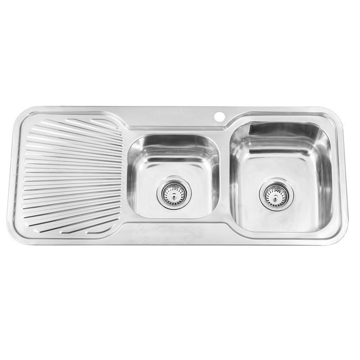 1080*480*170mm BK Traditionell 304 Stainless Steel Round Undermount 1 and 3/4 Bowl Wirh Drainer Laundry Kitchen Sink