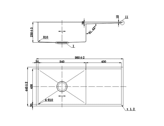 980*440*230mm BK Arcko LUX Stainless Chrome Steel Square Undermount Single Bowl With Drainer 304 Laundry Kitchen Sink