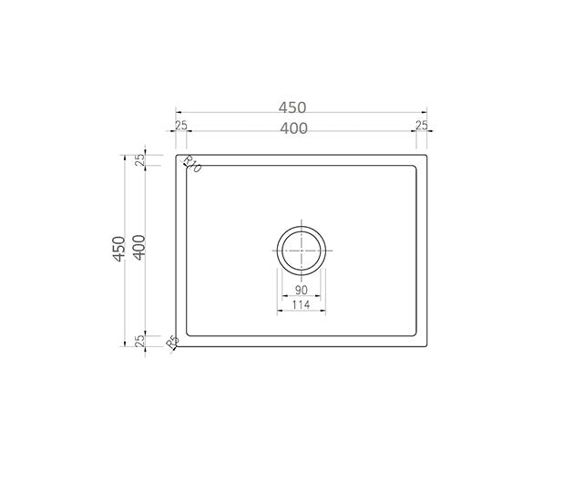 450*450*230mm BK Arcko Granite Matte Black Square Undermount Single Bowl Laundry Kitchen Sink