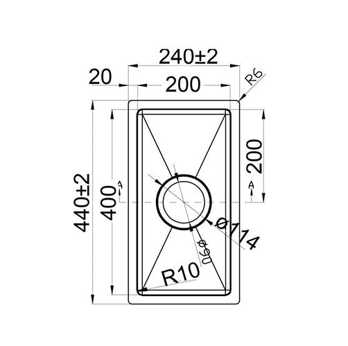 240*440*230mm BK Arcko LUX Stainless Steel Chrome Square Undermount 304 Single Bowl Laundry Kitchen Sink