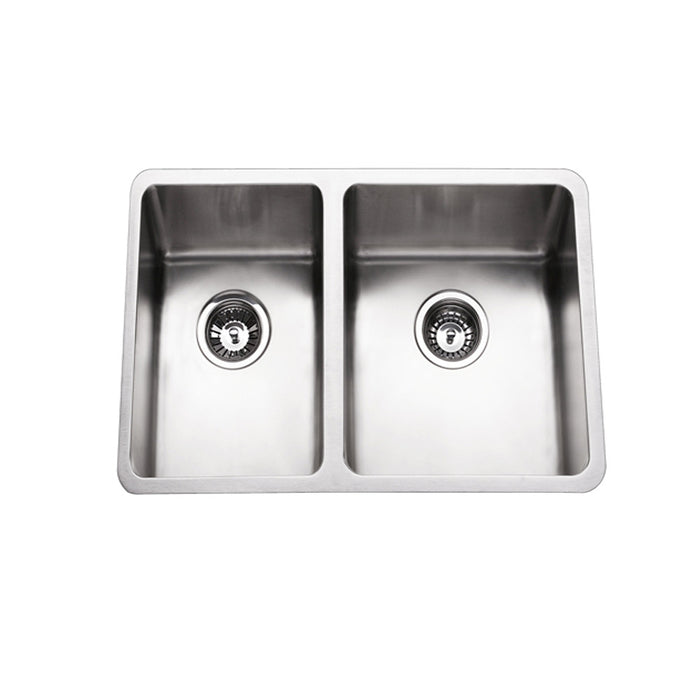 440*610*200mm BK Traditionell 304 Stainless Steel Chrome Square Undermount Double Bowls Laundry Kitchen Sink