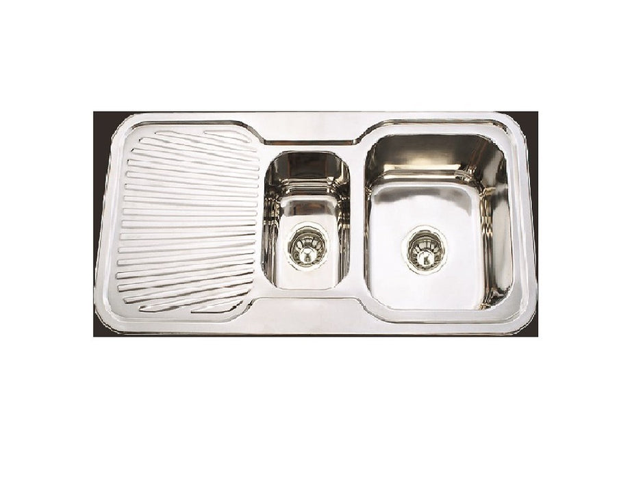 980*480*170mm BK Traditionell 304 Stainless Steel Chrome Square 1 and 1/4 Bowl with Drainer Laundry Kitchen Sink