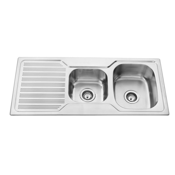 1080*480*170mm BK Traditionell 304 Stainless Steel Square Undermount 1 and 3/4 Bowl Wirh Drainer Laundry Kitchen Sink