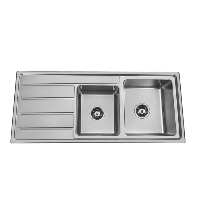 1160*500*200mm BK Traditionell 304 Stainless Steel Square Undermount 1 and 3/4 Bowl Wirh Drainer Laundry Kitchen Sink