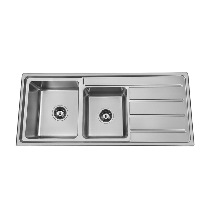 1160*500*200mm BK Traditionell 304 Stainless Steel Square Undermount 1 and 3/4 Bowl Wirh Drainer Laundry Kitchen Sink