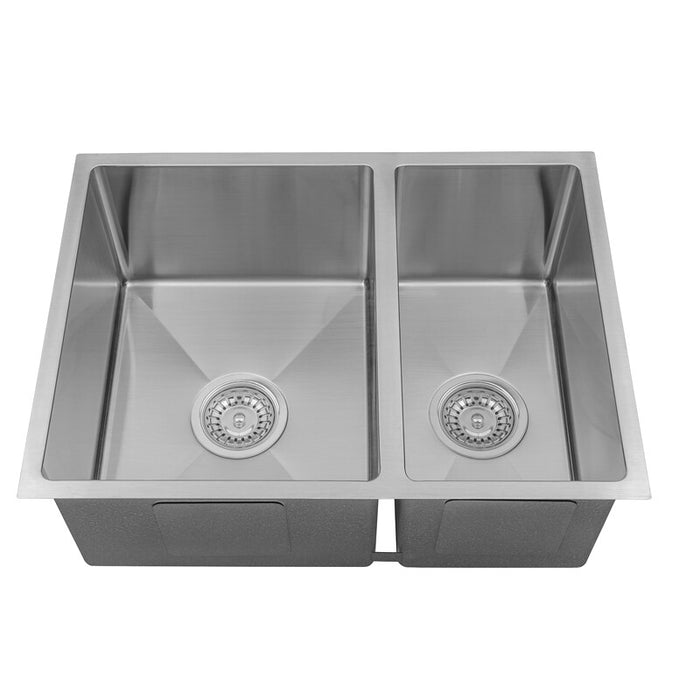 600*440*230mm BK Arcko LUX Undermount Chrome Square Stainless Steel 304 Double Bowls Laundry Kitchen Sink