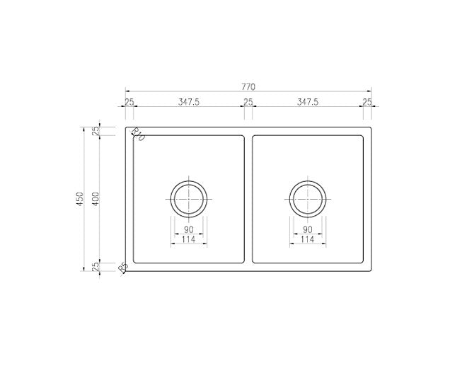 770*450*230mm BK Arcko Granite Matte Black Square Undermount Double Bowls Laundry Kitchen Sink