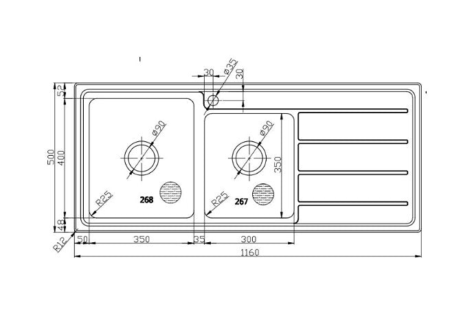 1160*500*200mm BK Traditionell 304 Stainless Steel Square Undermount 1 and 3/4 Bowl Wirh Drainer Laundry Kitchen Sink