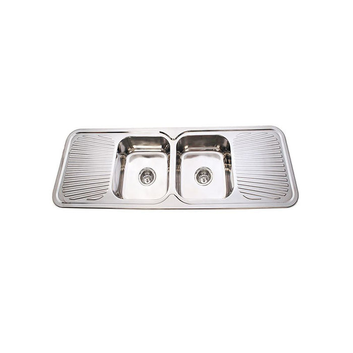 1500*500*180mm BK Traditionell 304 Stainless Steel Chrome Square Undermount Double Bowls With Drainer Laundry Kitchen Sink