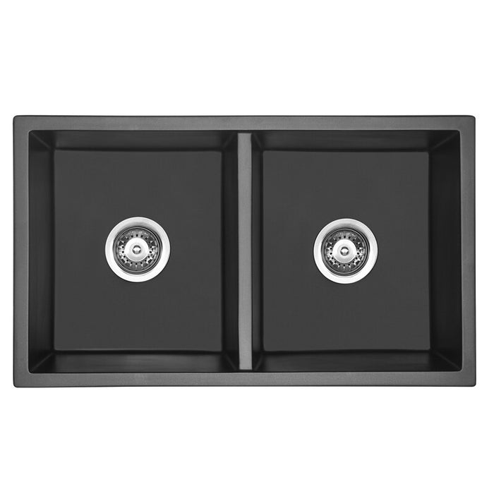 770*450*230mm BK Arcko Granite Matte Black Square Undermount Double Bowls Laundry Kitchen Sink