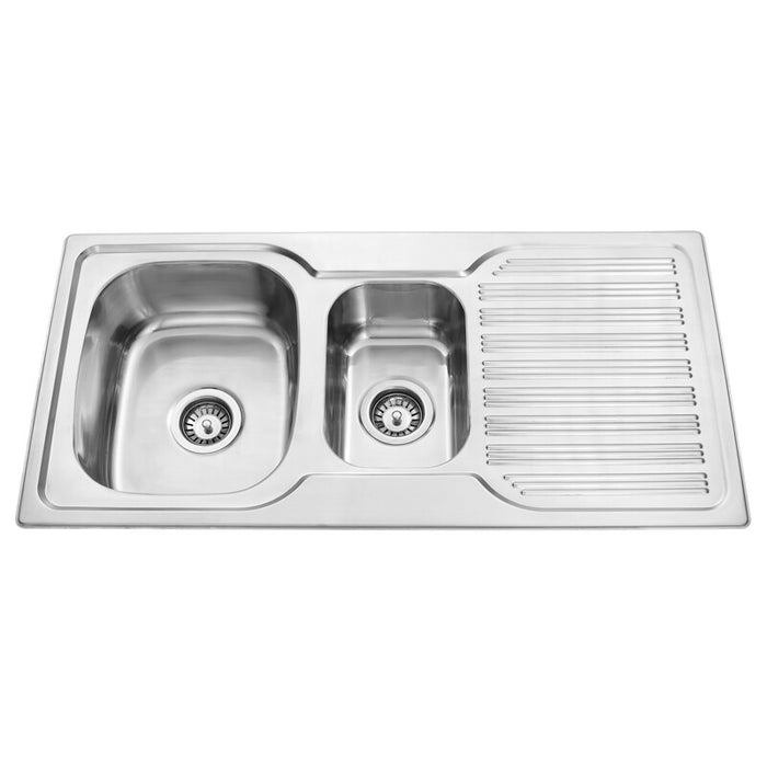 980*480*170mm BK Traditionell 304 Stainless Steel 1 and 1/4 Bowl with Drainer Sink 1TH