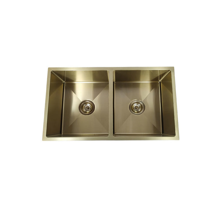 760*440*230mm Arcko LUX Stainless Steel Round Undermount Chrome Brushed Gold Matt Black Wirh Drainer Double Bowls Laundry Kitchen Sink