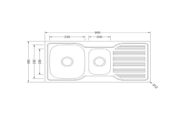 980*480*170mm BK Traditionell 304 Stainless Steel Chrome Square 1 and 1/4 Bowl with Drainer Laundry Kitchen Sink