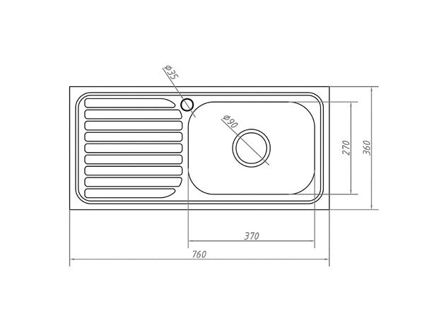 760*360*170mm BK Traditionell 304 Stainless Steel Square Undermount Wirh Drainer Laundry Kitchen Sink