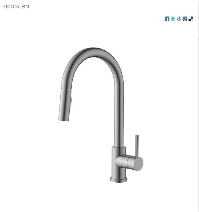 BK Kuchendesigner Chrome/Matt Black/Brushed Nickel/Gunmetal Grey/Brushed Gold Brass Round Pull Out Kitchen Mixer