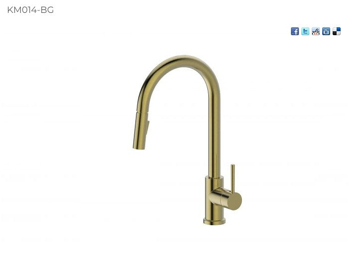 BK Kuchendesigner Chrome/Matt Black/Brushed Nickel/Gunmetal Grey/Brushed Gold Brass Round Pull Out Kitchen Mixer