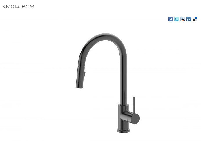 BK Kuchendesigner Chrome/Matt Black/Brushed Nickel/Gunmetal Grey/Brushed Gold Brass Round Pull Out Kitchen Mixer