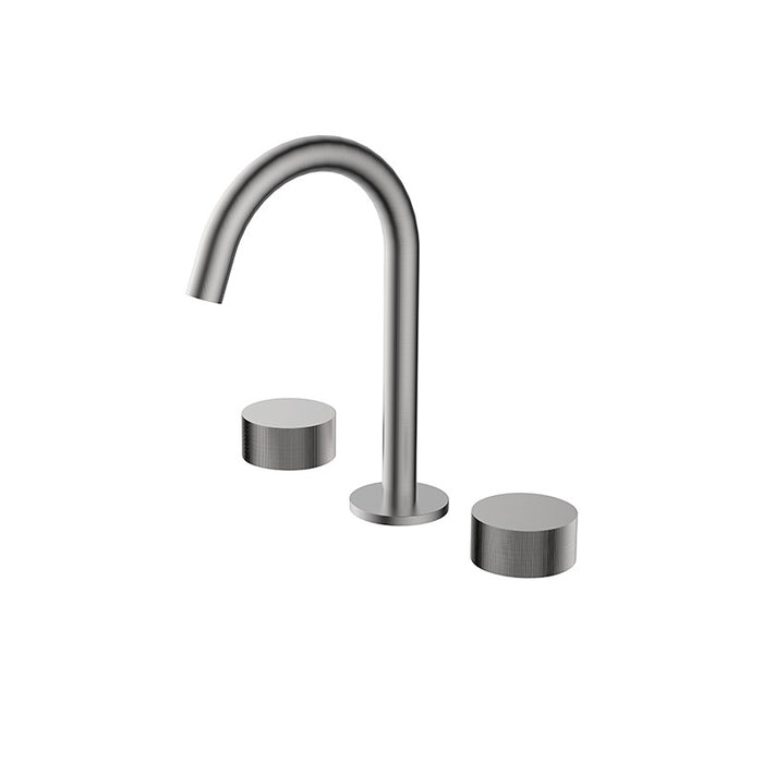 BK QI Rund Chrome/Matt Black/Brushed Nickel Brass Round Hob Mounted Basin Tap Set