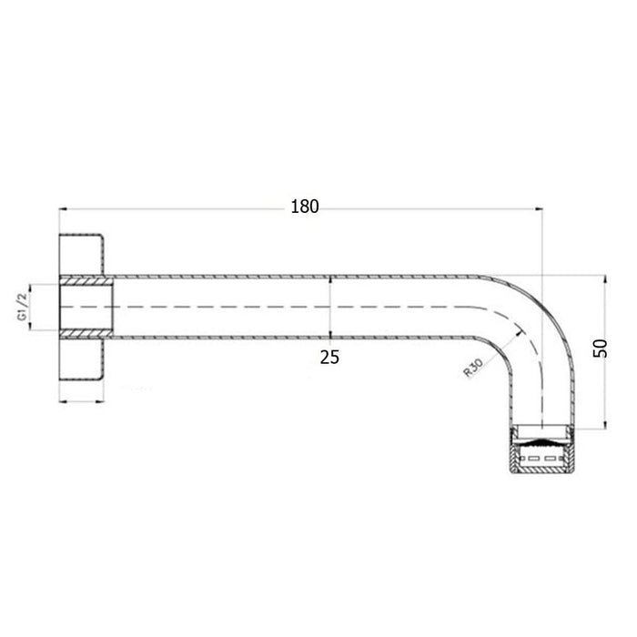 180mm BK Rund Chrome/Matt Black/Brushed Nickel Brass Round Bath Spout