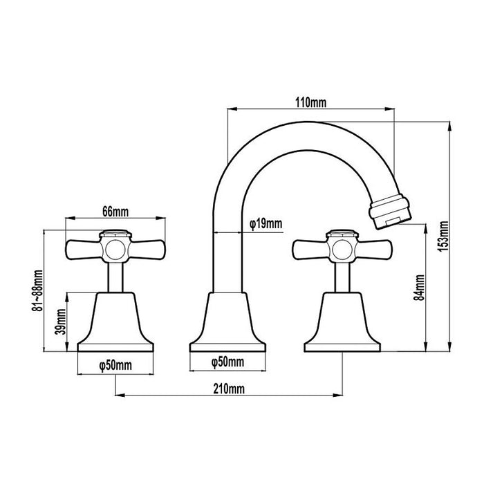 BK Wahlen 10 Chrome Brass Easy Clean Basin Set