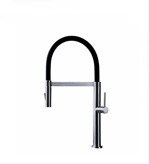 BK Kuchendesigner Chrome And Matt Black Stainless Steel Round Swivel Pull Out Kitchen Mixer