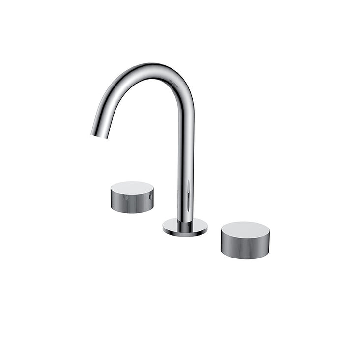 BK QI Rund Chrome/Matt Black/Brushed Nickel Brass Round Hob Mounted Basin Tap Set