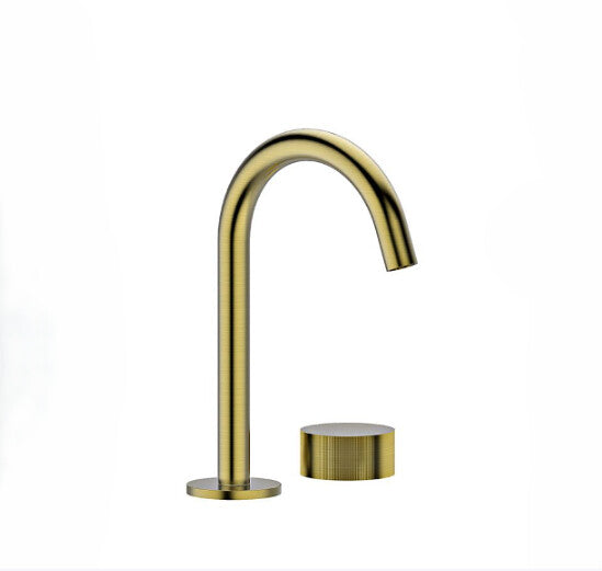 BK QI Rund Progressive Chrome/Matt Black/Brushed Nickel/Gunmetal Grey/Brushed Gold Brass Round Hob Mounted Basin Tap Set