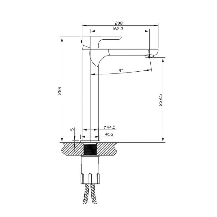 BK Luxus Chrome/Matt Black/Brushed Nickel/Brushed Gold Brass Tower Tall Basin Mixer