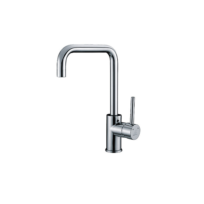 BK Rund Chrome/Matt Black Premium Brass Curved Swivel Sink Mixer