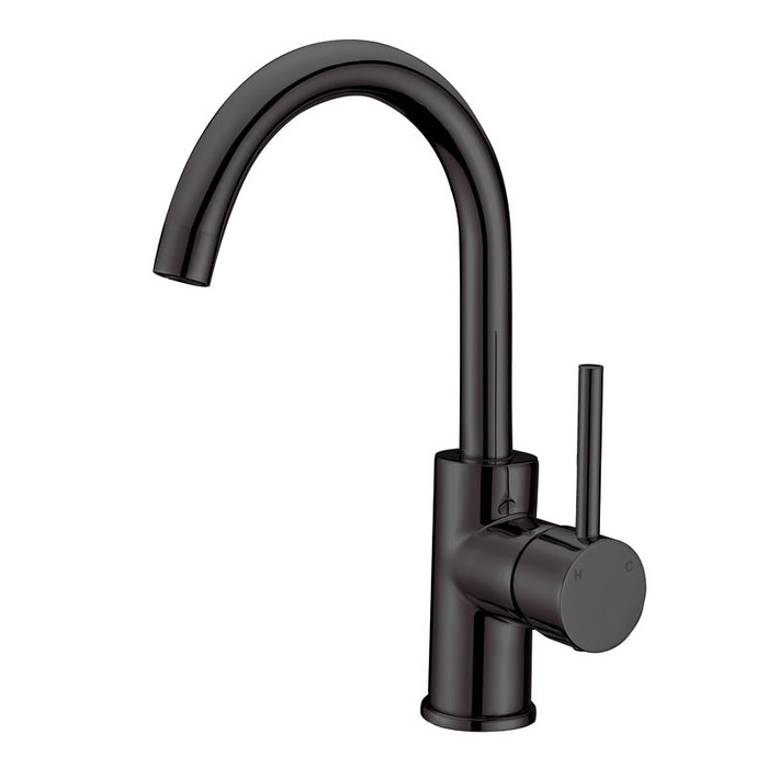 BK Rund Chrome/Matt Black/Brushed Nickel Premium Brass Round Gooseneck Swivel Sink Mixer