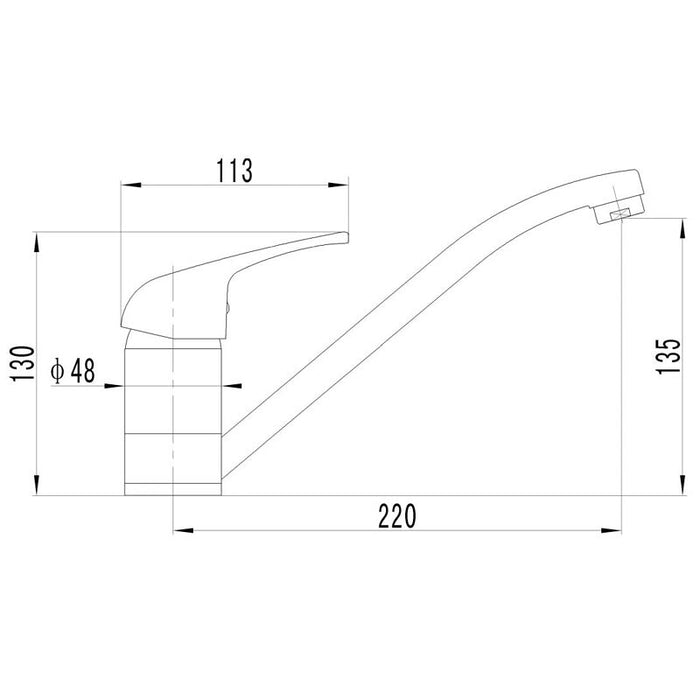 40mm BK Wahlen 10 Chrome Brass Swivel Kitchen Short Basin Mixer