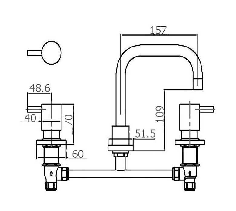 BK Wahlen 10 Chrome Brass Pin Quarter Turn Basin Set