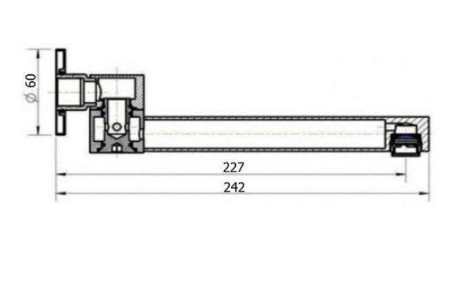 180mm BK Eckig Chrome/Matt Black Brass Square Swivel Bath Spout