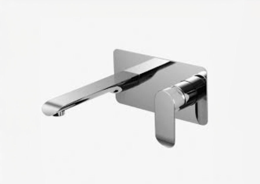 BK Chrome/Matt Black/Brushed Nickel Brass Oval Curve Handle Wall Basin/Bath Mixer With Spout