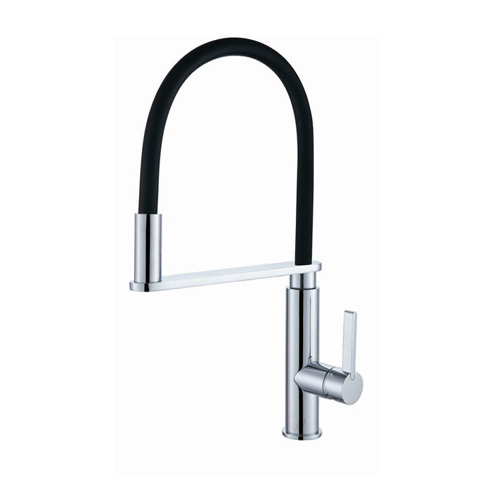 BK Kuchendesigner Chrome And Matt Black Brass Round Swivel Pull Out Kitchen Mixer