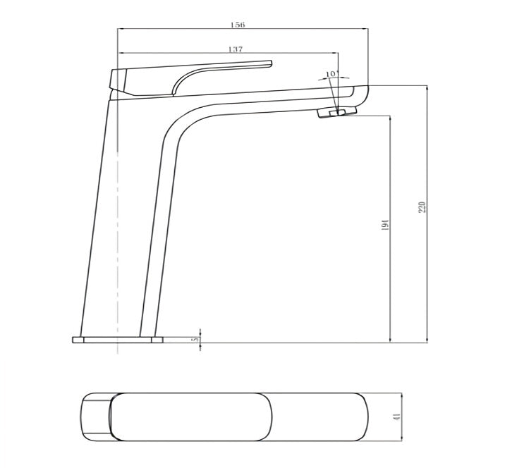 BK Kompakt Eckig Chrome/Matt Black/Brushed Nickel Brass Square Tower Tall Basin Mixer