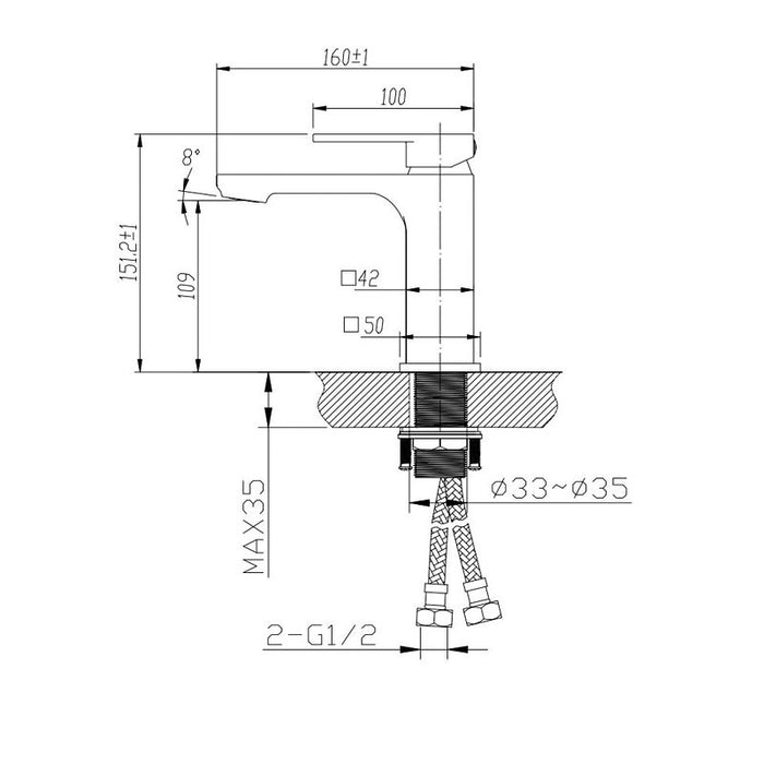 BK Kasten Chrome/Matt Black/Brushed Nickel/Gunmetal Grey Brass Square Short Basin Mixer