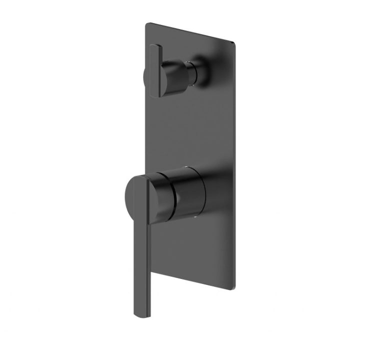 BK Litcht Matt Black Brass Round Shower/Wall Mixer With Diverter